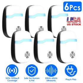 6 Packs Ultrasonic Pest Repellers Electric Plug-In Indoor Pest Control Mouse Repellent Chaser Deterrent Rodent Chaser For Home Kitchen Office Warehous
