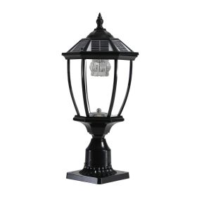 20 H Black Solar Powered LED Outdoor Lantern, Vintage Garden Light With Elegant Glass Design For Pathways, Yards, And Patios 1-Pack