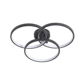 20 Modern Black LED Ceiling Light, 3-Ring Flush Mount Fixture For Living Room, Bedroom, Or Dining Room, Sleek And Energy-Efficient Design, Easy Instal