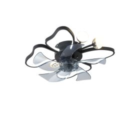 19.7 Inch Light Ceiling Fan With Lights Remote Control With Modern Butterfly Design Styling, Black, Fan For Bedroom, Living Room, Timing Function, Noi