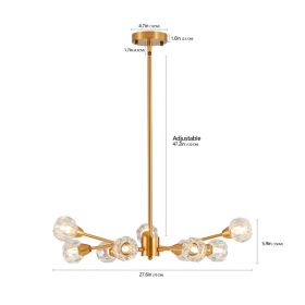 28 Modern Crystal Chandeliers, 9 Lights Golden Chandelier For Living Room Bedroom, Dining Room Chandelier Over Table, Kitchen Light Fixtures Bulbs Not