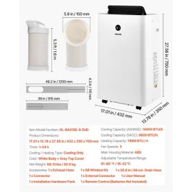 Portable Air Conditioner And Heater Combo, 14000 BTU (9800 BTU SACC) 5-in-1 Standing Cooling Ac Unit, LED Touch Panel & Remote Control, 24h Timer, Deh