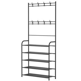Entryway Coat Hat Rack Garment Shoe Storage Shelf