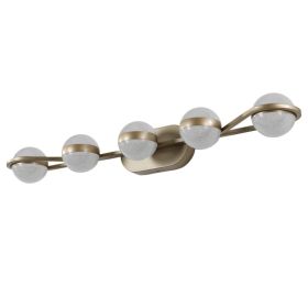 35 Modern Minimalist Bathroom Vanity Light, LED 5 Bulb Crystal Sand Acrylic Shades, Wall Mounted Decorative Lighting Fixture, Suitable For Bathroom Va