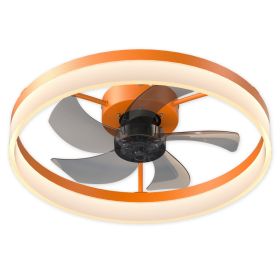 Ceiling Fans With Lights Dimmable LED Embedded Installation Of Thin Modern Ceiling Fans,Orange