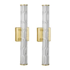 19.7in Gold Bathroom Wall Sconce Set Of 2, Modern Single Sconce Wall Lighting, Upgrated K9 Crystal Bronze Wall Light, Bedroom Vanity Sconce, Wall Lamp
