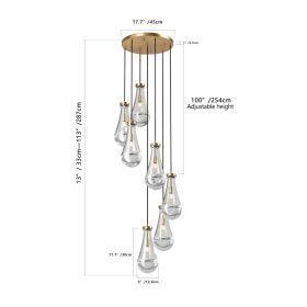 7 Light Dining Room Pendant Light, Large Chandelier Adjustable Hanging Line, Living Room Pendant Light, Foyer Chandelier, Stairwell Pendant Lights, Be