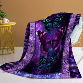 1pc Cozy Butterfly Printed Flannel Blanket - Soft, Warm, And Lightweight Throw For Couch, Sofa, Office, Bed, Camping, And Travel - Multi-Purpose Gift