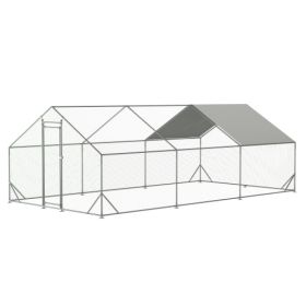 Large Metal Chicken Coop, Walk-in Chicken Run,Galvanized Wire Poultry Chicken Hen Pen Cage, Rabbits Duck Cages With Waterproof And Anti-Ultraviolet Co