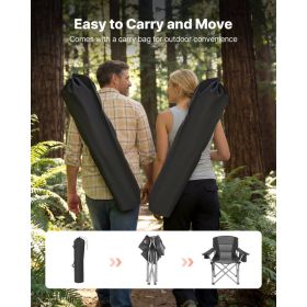 Oversized Camping Chairs, 450 Lbs Heavy Duty Support, Portable Folding Camp Chairs With Padded Backrest & Armrests, Cup Holder & Side Pocket, Cooler B