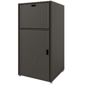 Outdoor Towel Rack For Pool W Drawer & Cabinet, Dark Brown
