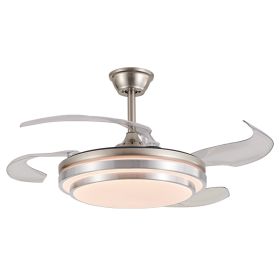 42 Inch 3 Tiers Design Modern LED Ceiling Fan With Light And Remote Control, Retractable Blades, Adjustable 6-Speed, Silent Operation DC Motor For Liv