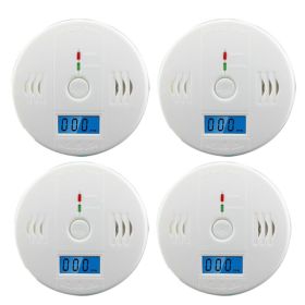 (4 Pack)LCD Display CO Carbon Monoxide Gas Detector Device Home Safety Alarm Detector (Logistics Only For USPS.TK/TMEU Only For Self-pickup)