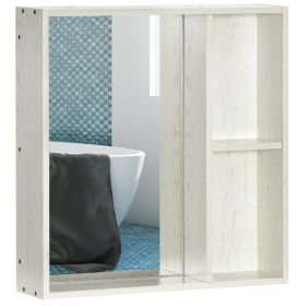 24.75" x 25.5" Bathroom Medicine Cabinet with Mirror, Storage Shelf, Over Toilet Bathroom Cabinet Wall Mounted for Living Room and Laundry Room, Whit