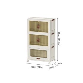 Baby Safety Transparent Opening Lid Indoor Home Decoration Storage Cabinet With Wheels (Option: Medium Size 3Layer)