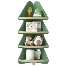 4-Tier Kids Christmas Tree Corner Bookshelf, Anti-Falling Guardrails & Anti-Tipping Kit For 3 Years (Option: defaulttitle)