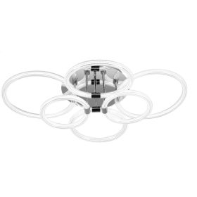Modern LED Ceiling Light, Flush Mount Ceiling Light With Dimmable Remote Control, 6Rings Acrylic Ceiling Light Fixture For Bedroom, Living Room, Kitch (Option: Chrome Plateing)