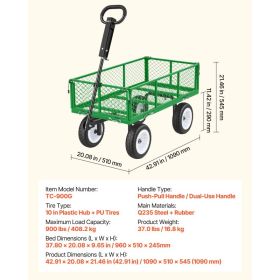 Garden Cart, 900 LBS, Heavy Duty Steel Yard And Garden Utility Wagon With 10-Inch Tires, Outdoor Gardening Stool With Adjustable Handle, Detachable Si (Option: Black)