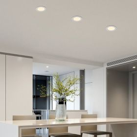 12-Pack 4 Inch Ultra-Thin LED Recessed Ceiling Light With Junction Box, 2700K-5000K Dimmable Color Changing Downlight, 9W 810LM, Easy Install, Ideal F (Option: white)