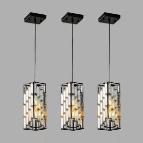 4in Modern Crystal Pendant Light - 3 Pack, Adjustable Hanging Ceiling Lamp With Crystal Prism Design For Dining Room, Kitchen Island, And Living Room (Option: Default)