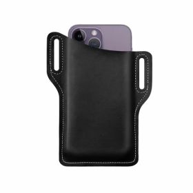 Men Cell Phone Belt Pack Bag Loop Waist Holster Pouch Case Leather Wallet Cover (Option: Black)